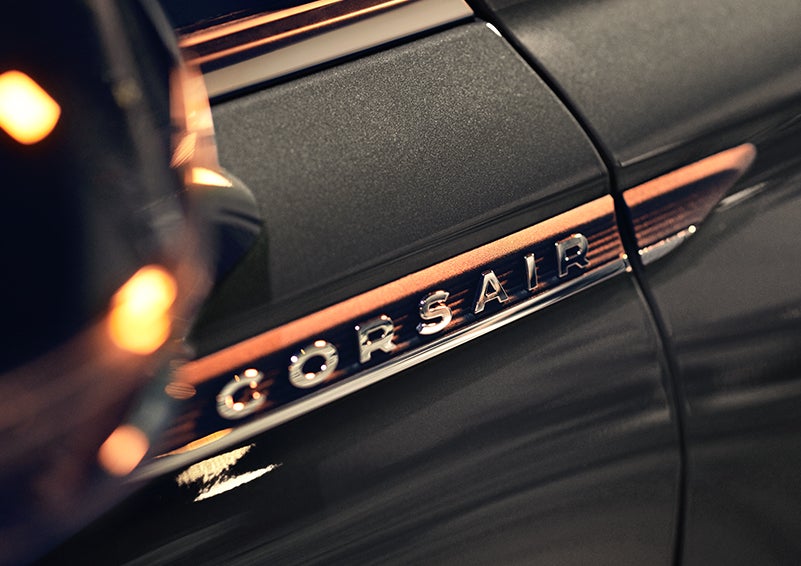 The stylish chrome badge reading “CORSAIR” is shown on the exterior of the vehicle. | Beck Lincoln in Palatka FL