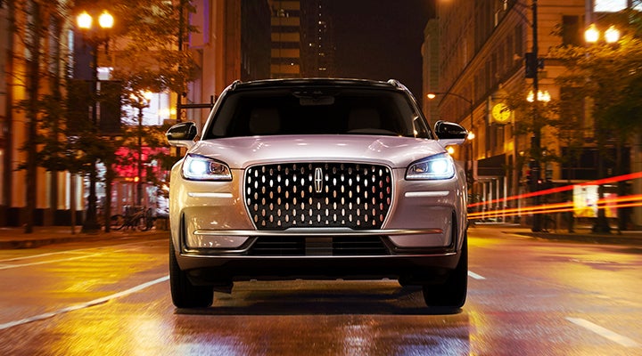The striking grille of a 2024 Lincoln Corsair® SUV is shown. | Beck Lincoln in Palatka FL