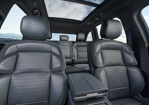 The spacious second row and available panoramic Vista Roof® is shown. | Beck Lincoln in Palatka FL
